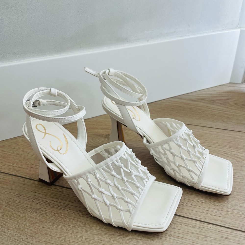 Sam Edelman White Woven Heels